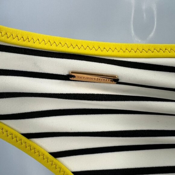 NWT VS Swim Hottie Set 32D‎ M Push Up Bikini Black Stripe Neon Colorblock Itsy - Picture 10 of 14